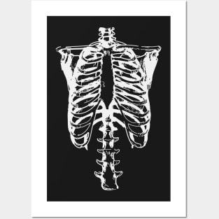 Men's Skeleton X-Ray Halloween TShirt - Torso Rib Cage X-Ray View Posters and Art